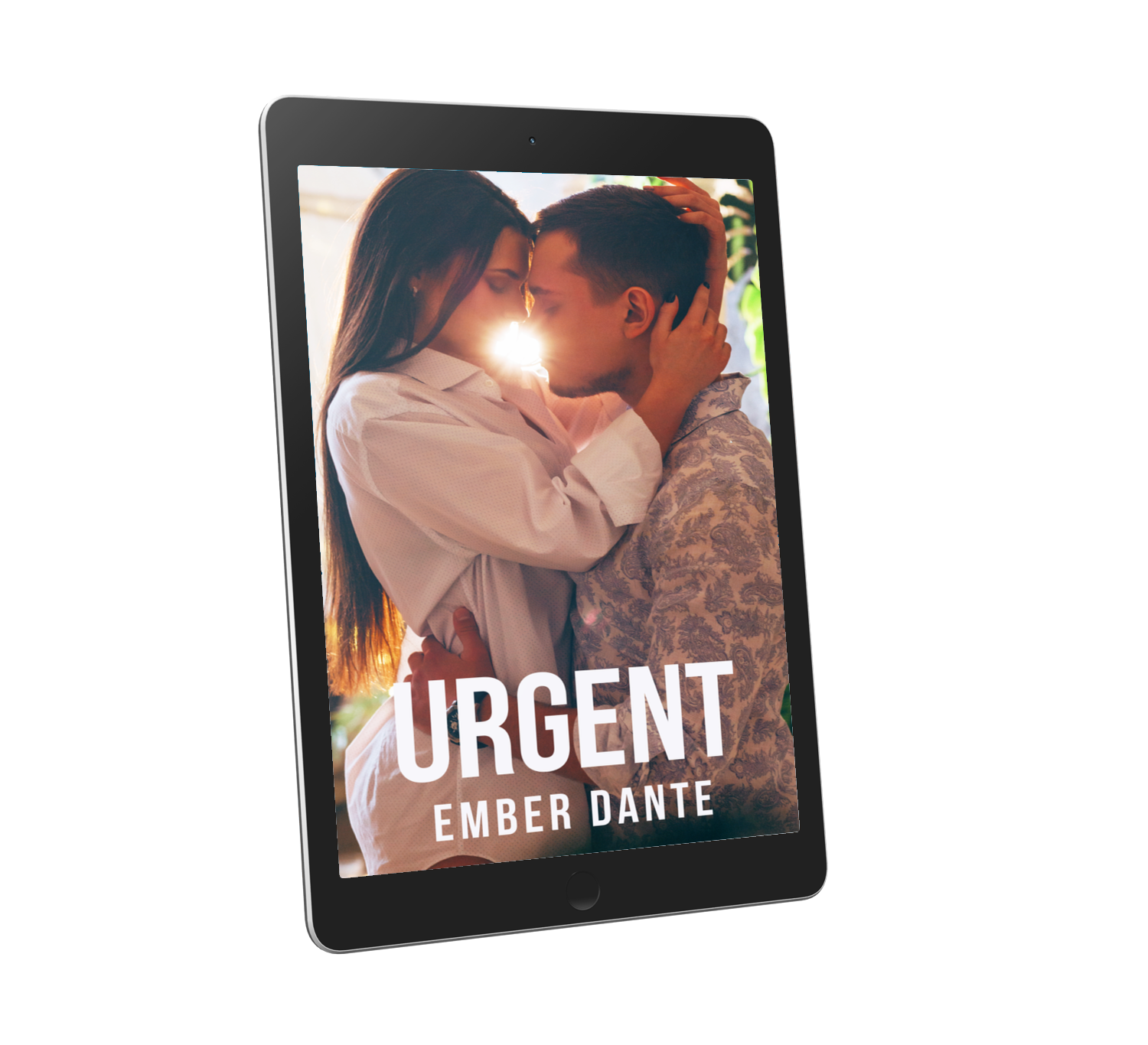 cover for the novel Urgent displayed on an ereader tablet